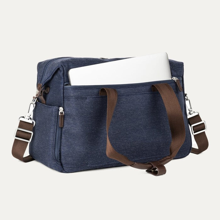 Outside tablet pocket of Platinum® Elite UnderSeat Tote in True Navy