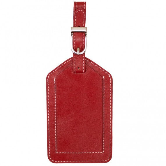 Leather Luggage tag red